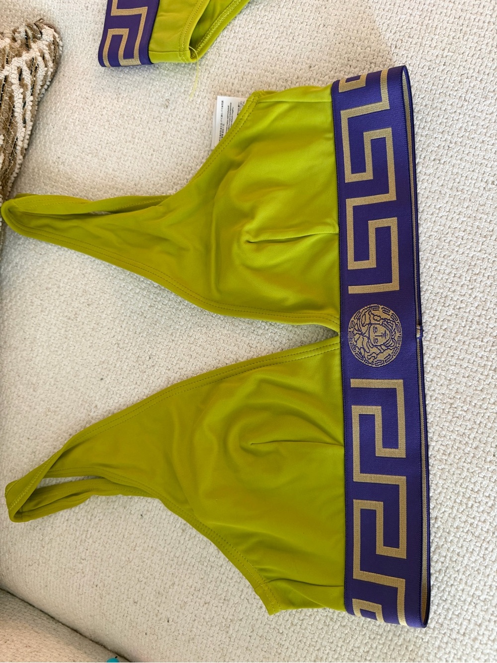 Versace Olive Green & Purple Logo Band Two-Piece Swim Sett - Picture 2 of 7